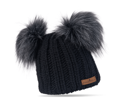Doppel Bommel Mütze (schwarz ohne Bommel)